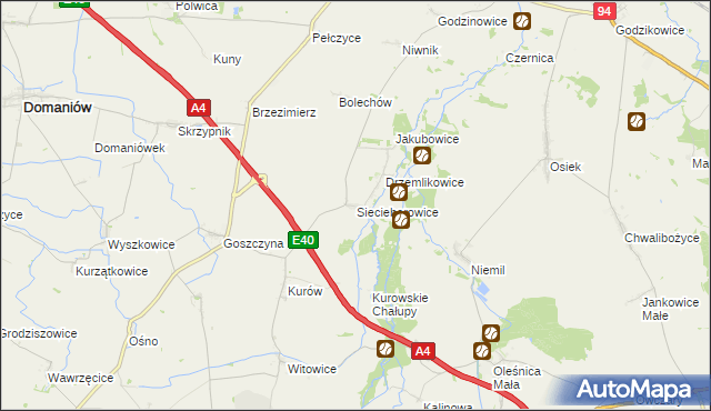 mapa Siecieborowice, Siecieborowice na mapie Targeo