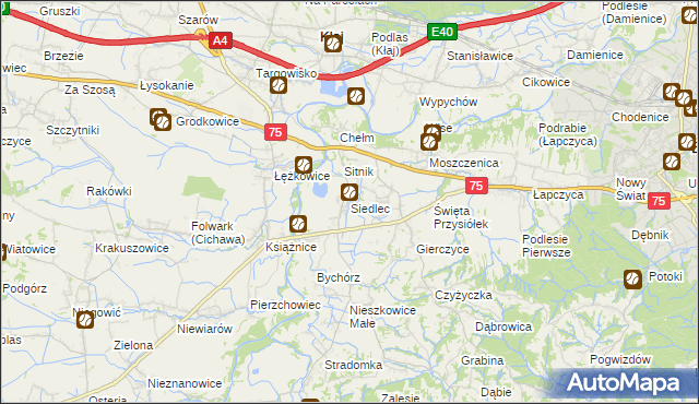 mapa Siedlec gmina Bochnia, Siedlec gmina Bochnia na mapie Targeo