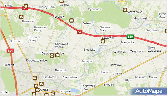 mapa Siedlisko gmina Zgierz, Siedlisko gmina Zgierz na mapie Targeo