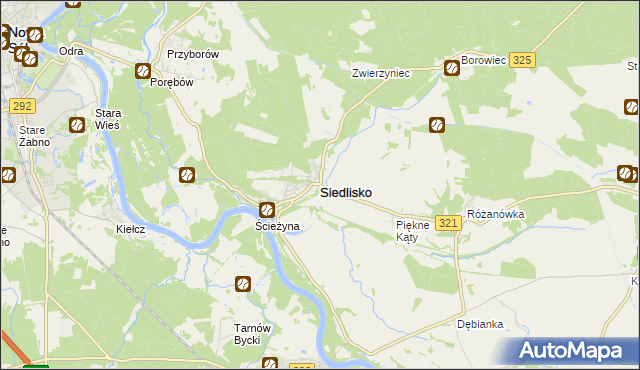 mapa Siedlisko powiat nowosolski, Siedlisko powiat nowosolski na mapie Targeo