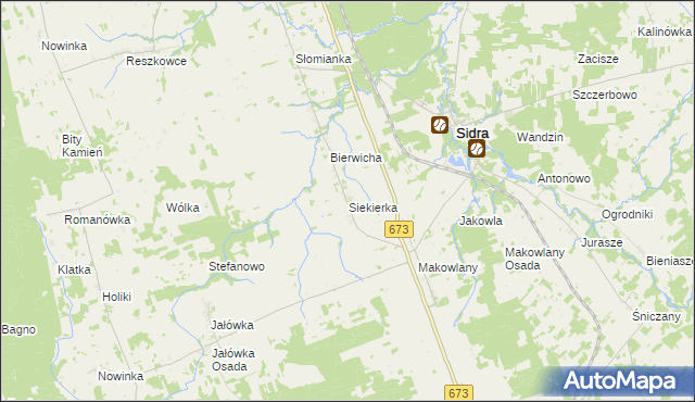 mapa Siekierka gmina Sidra, Siekierka gmina Sidra na mapie Targeo