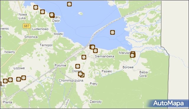 mapa Siemianówka, Siemianówka na mapie Targeo