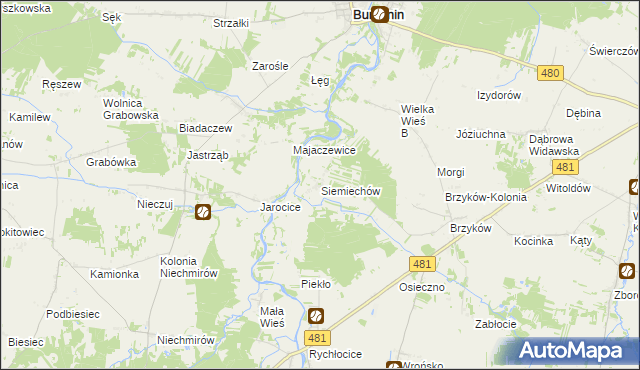mapa Siemiechów gmina Widawa, Siemiechów gmina Widawa na mapie Targeo