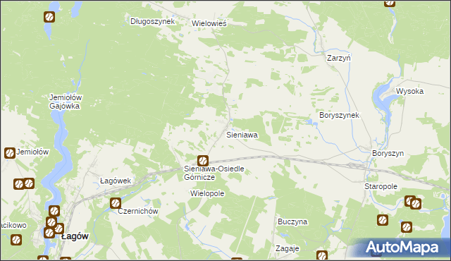 mapa Sieniawa gmina Łagów, Sieniawa gmina Łagów na mapie Targeo