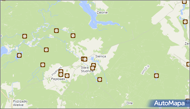 mapa Sienica gmina Kalisz Pomorski, Sienica gmina Kalisz Pomorski na mapie Targeo