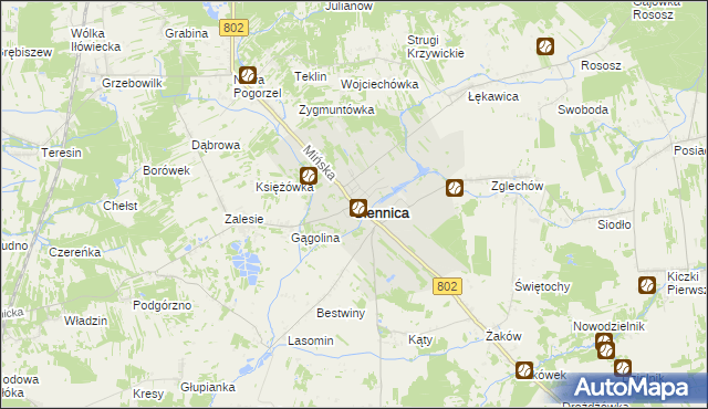 mapa Siennica powiat miński, Siennica powiat miński na mapie Targeo