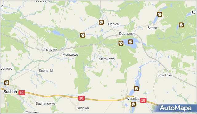 mapa Sierakowo gmina Dobrzany, Sierakowo gmina Dobrzany na mapie Targeo