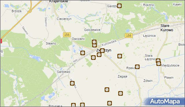 mapa Sierosławice gmina Zwierzyn, Sierosławice gmina Zwierzyn na mapie Targeo