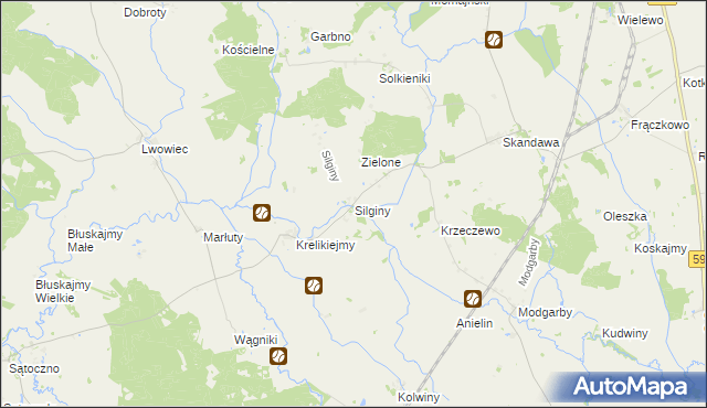 mapa Silginy, Silginy na mapie Targeo