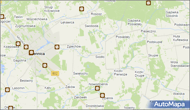 mapa Siodło gmina Siennica, Siodło gmina Siennica na mapie Targeo