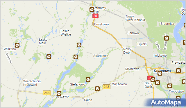 mapa Skarbiewo, Skarbiewo na mapie Targeo