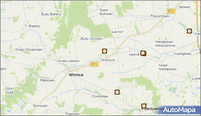 mapa Skarżyce gmina Winnica, Skarżyce gmina Winnica na mapie Targeo