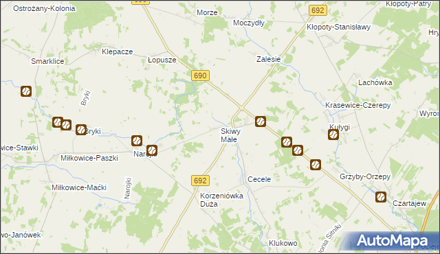 mapa Skiwy Małe, Skiwy Małe na mapie Targeo