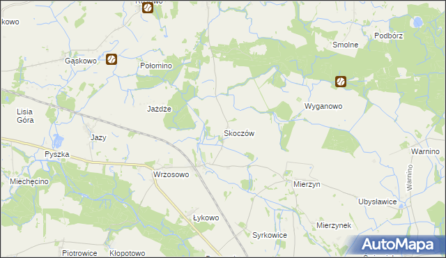 mapa Skoczów gmina Dygowo, Skoczów gmina Dygowo na mapie Targeo