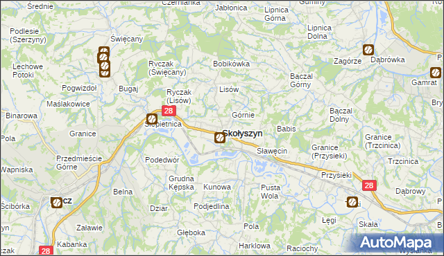 mapa Skołyszyn, Skołyszyn na mapie Targeo