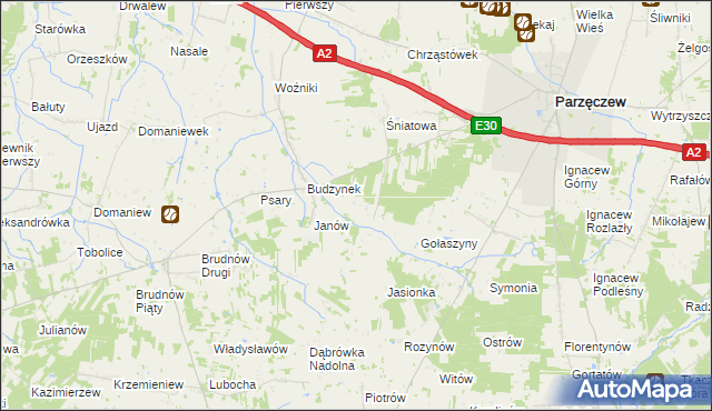 mapa Skórka gmina Parzęczew, Skórka gmina Parzęczew na mapie Targeo