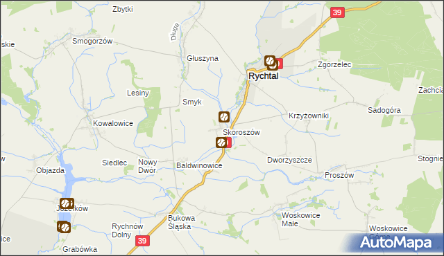 mapa Skoroszów gmina Rychtal, Skoroszów gmina Rychtal na mapie Targeo