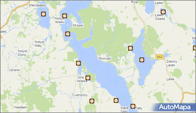 mapa Skorupki gmina Ryn, Skorupki gmina Ryn na mapie Targeo