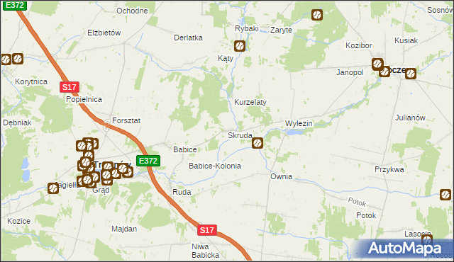 mapa Skruda gmina Trojanów, Skruda gmina Trojanów na mapie Targeo