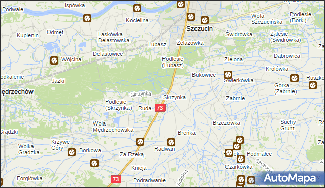 mapa Skrzynka gmina Szczucin, Skrzynka gmina Szczucin na mapie Targeo