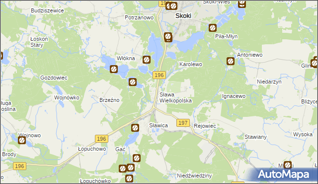 mapa Sława Wielkopolska, Sława Wielkopolska na mapie Targeo