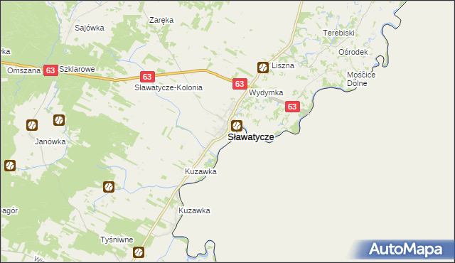 mapa Sławatycze, Sławatycze na mapie Targeo