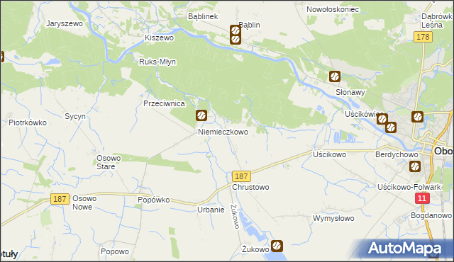 mapa Sławienko gmina Oborniki, Sławienko gmina Oborniki na mapie Targeo