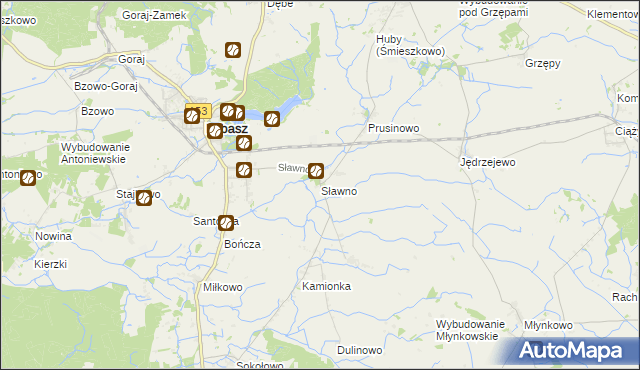 mapa Sławno gmina Lubasz, Sławno gmina Lubasz na mapie Targeo