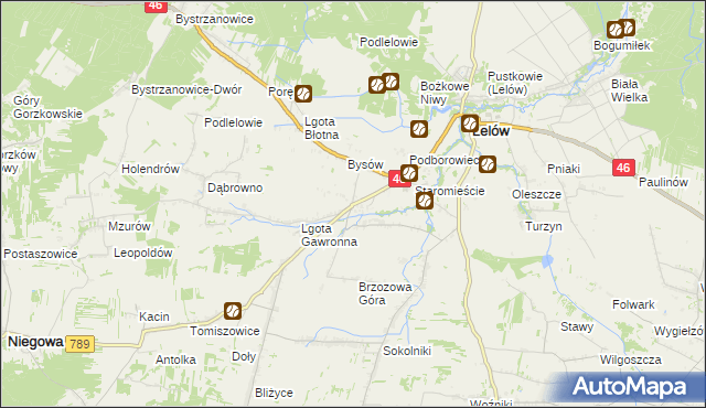 mapa Ślęzany, Ślęzany na mapie Targeo