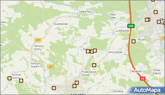 mapa Słocina, Słocina na mapie Targeo