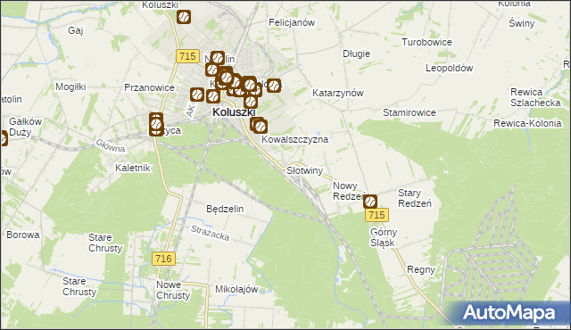 mapa Słotwiny gmina Koluszki, Słotwiny gmina Koluszki na mapie Targeo