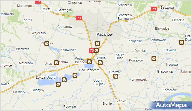 mapa Słupia gmina Pacanów, Słupia gmina Pacanów na mapie Targeo