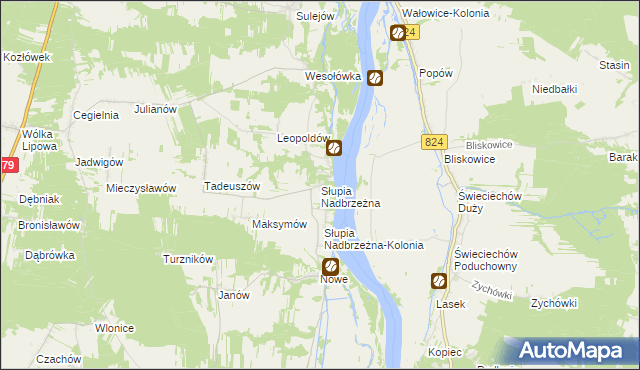 mapa Słupia Nadbrzeżna, Słupia Nadbrzeżna na mapie Targeo