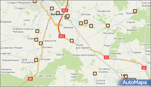 mapa Słupia pod Kępnem, Słupia pod Kępnem na mapie Targeo