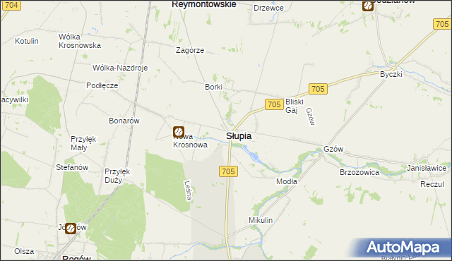 mapa Słupia powiat skierniewicki, Słupia powiat skierniewicki na mapie Targeo