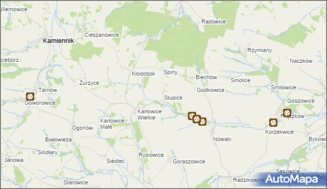 mapa Słupice gmina Pakosławice, Słupice gmina Pakosławice na mapie Targeo