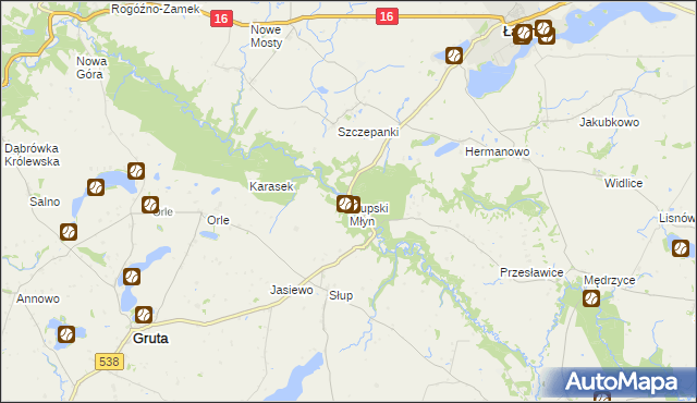 mapa Słupski Młyn, Słupski Młyn na mapie Targeo