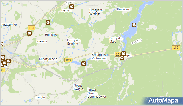 mapa Śmiardowo Złotowskie, Śmiardowo Złotowskie na mapie Targeo