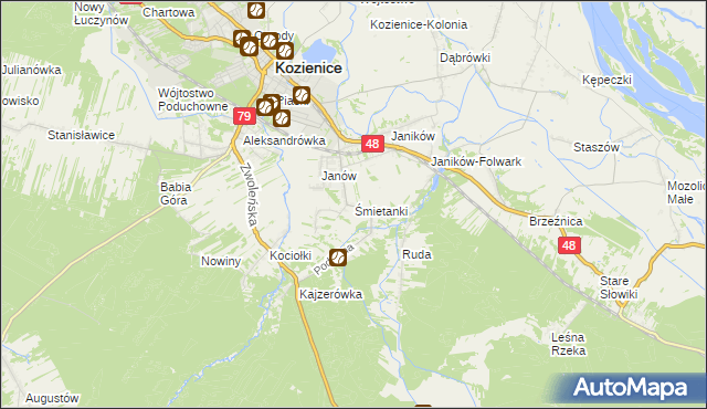 mapa Śmietanki, Śmietanki na mapie Targeo