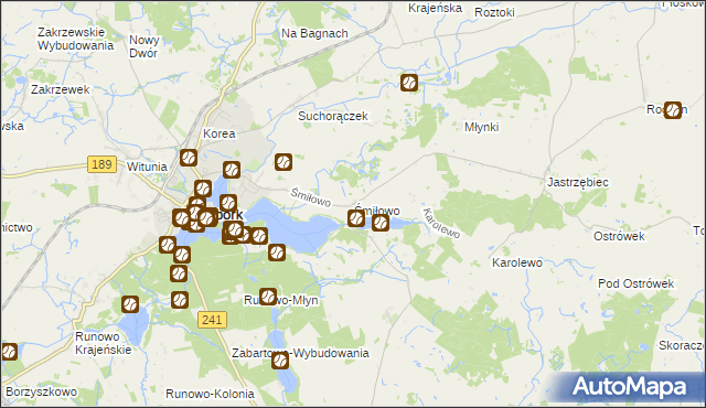 mapa Śmiłowo gmina Więcbork, Śmiłowo gmina Więcbork na mapie Targeo