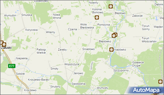 mapa Śniadowo gmina Zakroczym, Śniadowo gmina Zakroczym na mapie Targeo