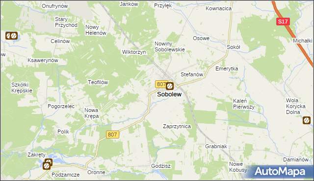 mapa Sobolew powiat garwoliński, Sobolew powiat garwoliński na mapie Targeo