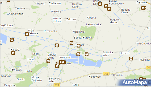 mapa Sobota gmina Bielawy, Sobota gmina Bielawy na mapie Targeo