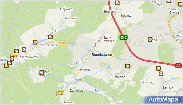 mapa Sośnicowice, Sośnicowice na mapie Targeo