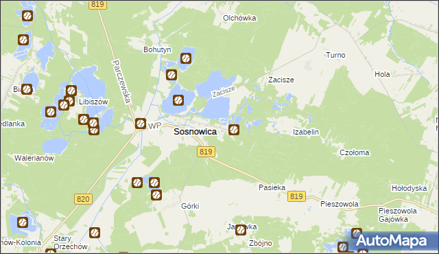 mapa Sosnowica-Dwór, Sosnowica-Dwór na mapie Targeo