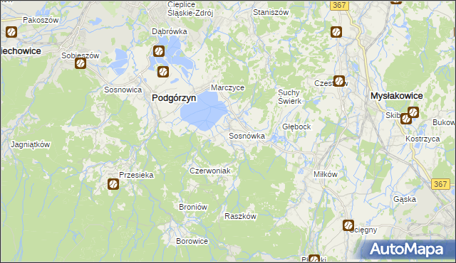 mapa Sosnówka gmina Podgórzyn, Sosnówka gmina Podgórzyn na mapie Targeo