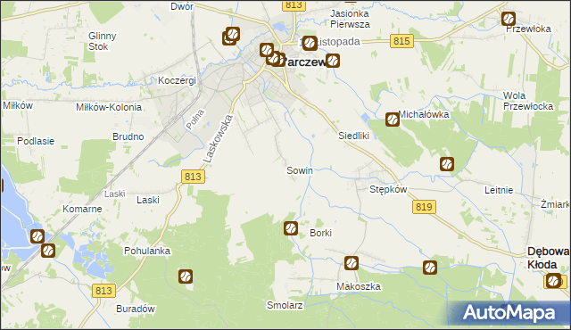 mapa Sowin gmina Parczew, Sowin gmina Parczew na mapie Targeo