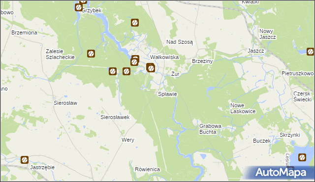 mapa Spławie gmina Drzycim, Spławie gmina Drzycim na mapie Targeo