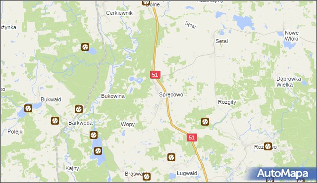 mapa Spręcowo, Spręcowo na mapie Targeo