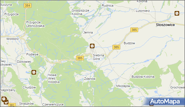 mapa Srebrna Góra gmina Stoszowice, Srebrna Góra gmina Stoszowice na mapie Targeo